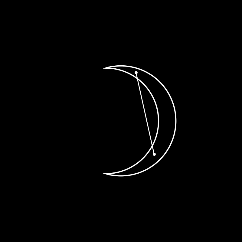 A crescent shape as an example of a concave shape.