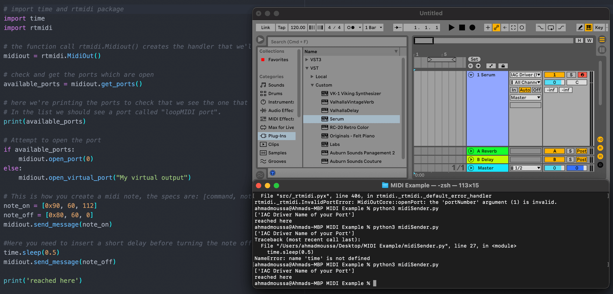 Sending MIDI Signals from Python to Ableton Live - 2023