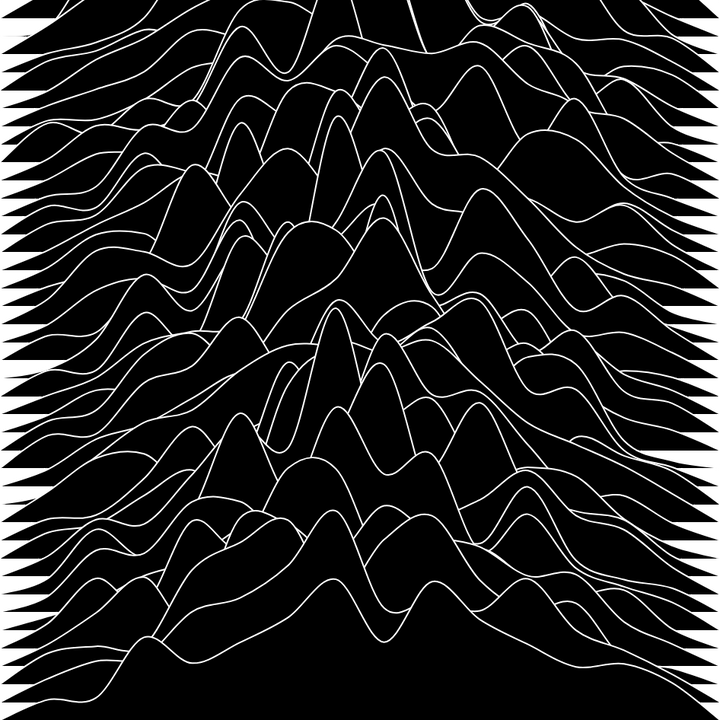 Smooth curves with Perlin Noise and Recreating the Unknown Pleasures Album Cover in P5